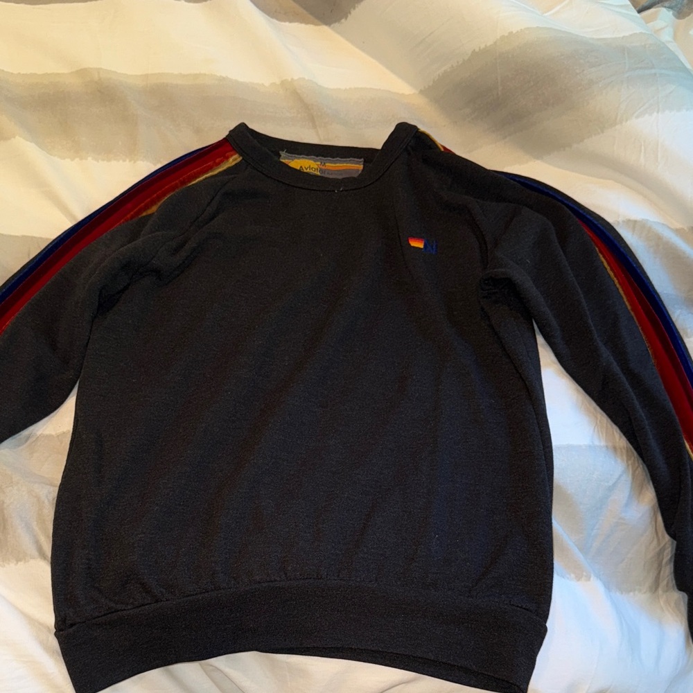 Aviator Nation Sweatshirt with Multicolor Velvet Stripes